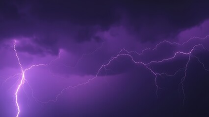 Dramatic purple lightning illuminating a stormy night sky, capturing raw natural energy.