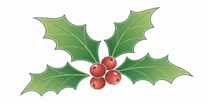 A festive illustration of holly leaves and berries featuring smo