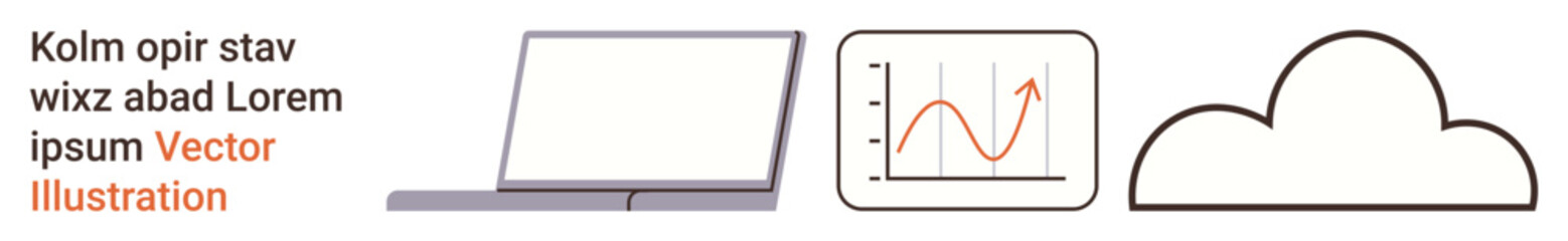 Obraz premium Cloud computing, data visualization, storage solutions, online analytics, file sharing, remote work. A laptop, a data chart and a cloud icon combination. Cloud computing and data visualization