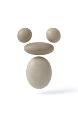 Four beige medical pills create a playful face composition on a white background