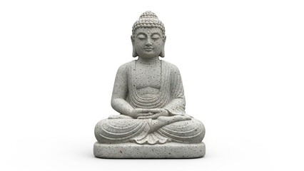 Obraz premium A granite Buddha statue sits in the lotus position against a white background