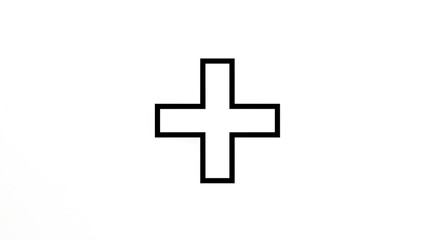 Simple plus sign symbol icon black outline on white background for design element or mathematical operation