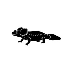 Stylized Black Silhouette of an Aquatic Amphibian