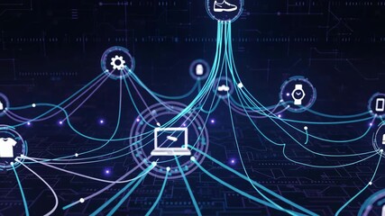 Ai generative customer support ecommerce technology innovation futuristic digital intelligence automation laptop network commerce device connectivity data flow connected visualization of online - Powered by Adobe