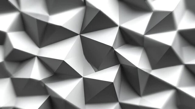 A geometric pattern with overlapping triangles in shades of gray. The form is polygonal and abstract