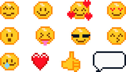 픽셀 형태의 이모지 일러스트