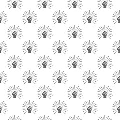 Raised up male fist seamless pattern isolated on white background
