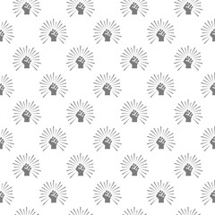 Raised up male fist seamless pattern isolated on white background