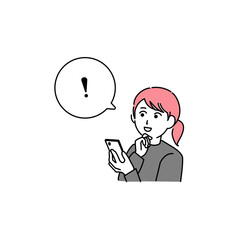 携帯を持って考える人の素材