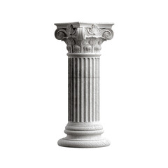 Obraz premium Classical Ionic column with volute capital, isolated on white background, png
