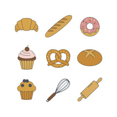 Warm Bakery Essentials Icons Set