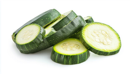 sliced zucchini or marrow isolated on white background