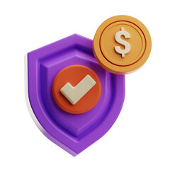 3D Illustration of Security Shield with Money