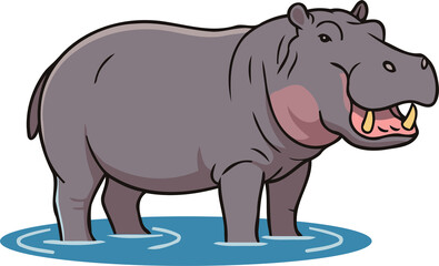 Cute Hippopotamus Character Clipart Isolated on Transparent Background