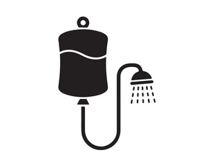 Portable Camping Shower icon in silhouette white background.