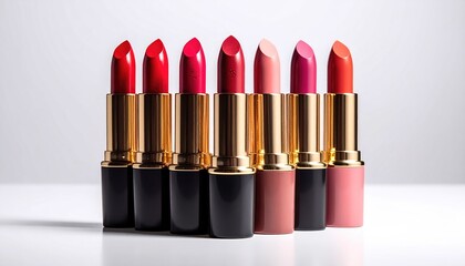 Obraz premium Row of vibrant lipsticks, beauty concept