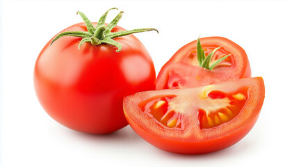 Tomato with slices isolated on white background