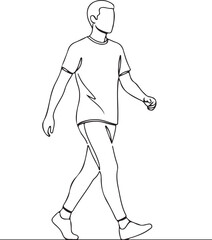Silhouette of a man walking in casual clothing isolated on transparent background