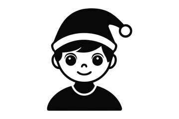 kid wearing santa hat vector icon