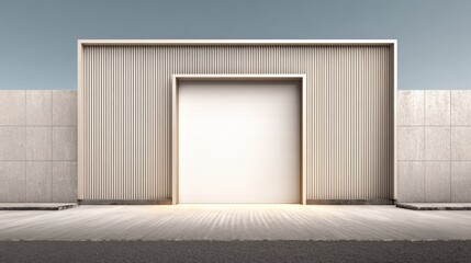 Modern Architecture Design Featuring a Minimalist Entrance and Clean Lines Against a Clear Sky