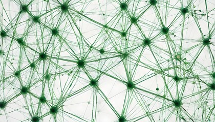 Abstract green network of interconnected nodes and lines, representing data or neural connections