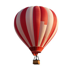 3D Red and White Striped Hot Air Balloon Illustration