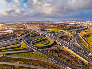 Construction of the new Tricity Metropolitan ring road in Pomerania. Poland
