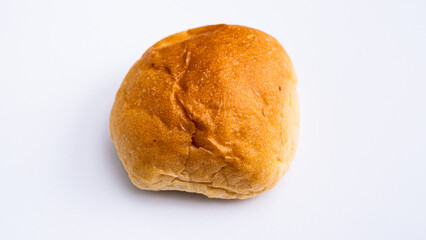 Round Sweet Buns Displaying a Light, Airy Texture and Golden Glaze on isolated white background.