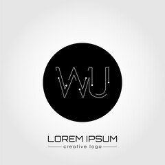 The creative logo is the letter W and U. A design element of a logo, business card, corporate sign or monogram. The idea of a thematic design