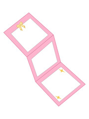 Pink Tri-Fold Photo Frame Card with Gold Bow and Stars