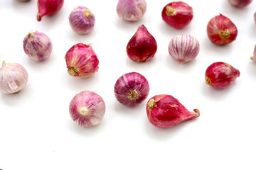 Dried red chilies, garlic bulbs and red shallots