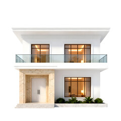 Modern luxury minimalist house exterior 3D render for real estate design, contemporary residential architecture, premium property visualization isolated on transparent background