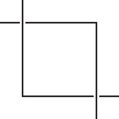 Minimalist geometric square with intertwined lines, forming a simple knot-like structure on a white background