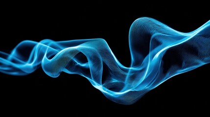 Abstract Blue Wavy Mesh on Black Background - Modern, Futuristic, Elegant Design Element