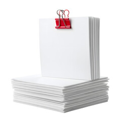 Professional Stack of Blank White Papers with Red Binder Clip