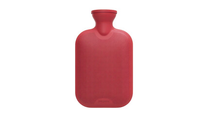 Red hot water bottle for cold weather and relaxation isolated on transparent background