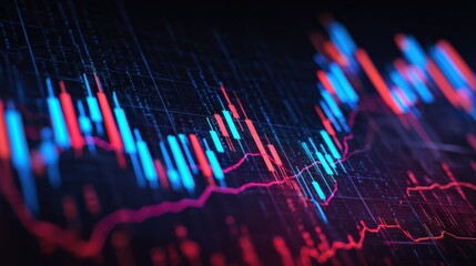Abstract Stock Market Chart: Bullish and Bearish Trends Visualized on a Dark Background