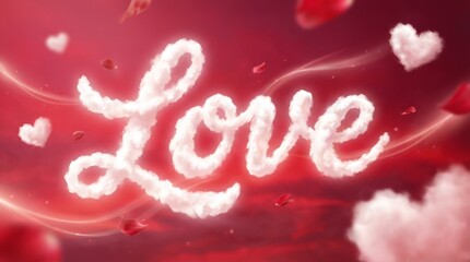 Happy day, light love heart calligraphy, cute red set, nubes, romantic design pink poster card banner frame concept. February funky art text design greeting romantic holiday invitation.