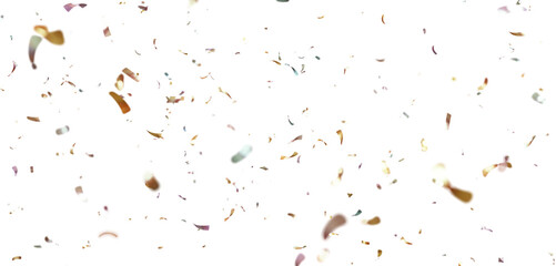 Colorful Confetti Particles Floating Seamlessly on White and Transparent Background, High-Detail 3D Celebration Overlay for Festive Designs PNG.