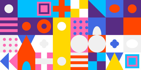 Abstract geometric pattern background with colorful shapes, modern design, and vibrant minimalist composition for creative projects.