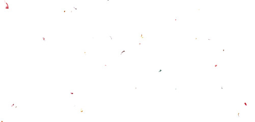 Golden Confetti and Colorful Party Particles Falling on Transparent Background, 3D Rendered Isolated Confetti for Festive Event, Birthday and Wedding PNG.
