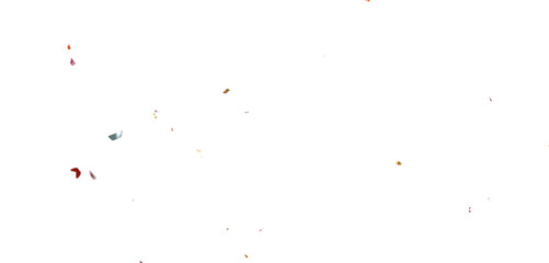 Golden Confetti and Colorful Party Particles Falling on Transparent Background, 3D Rendered Isolated Confetti for Festive Event, Birthday and Wedding PNG.