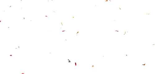 Golden Confetti and Colorful Party Particles Falling on Transparent Background, 3D Rendered Isolated Confetti for Festive Event, Birthday and Wedding PNG.