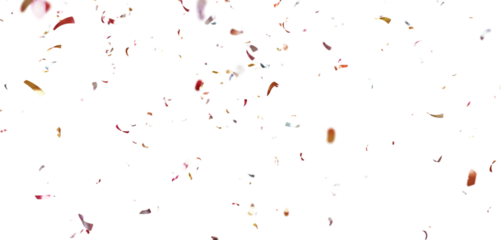 Golden Confetti and Colorful Party Particles Falling on Transparent Background, 3D Rendered Isolated Confetti for Festive Event, Birthday and Wedding PNG.