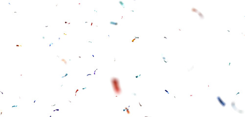 Bright Multicolor Confetti Particle Overlay Isolated on Transparent Background, High-Quality 3D Rendered Celebration Confetti for Party, Holiday and Event PNG Image.
