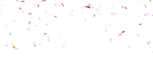 3D Rendering Transparent Confetti Particles Isolated on White Background with Multicolored Celebration Confetti Floating for Birthday, Festival, Anniversary or Wedding Decoration PNG.
