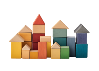 Colorful Wooden Blocks Cityscape