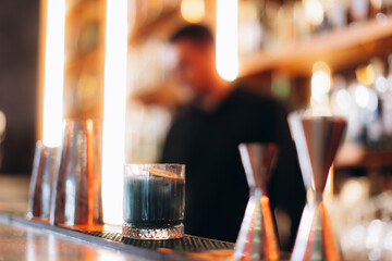 Modern Bar Environment with a Decorative Drink on the Counter
