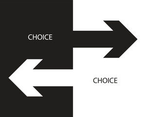 Dual Arrow Choice Concept Representing Decision and Direction in Flat Style.