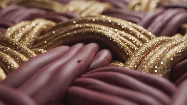 Macro Woven Fabric Texture - A Close-Up of Intertwined Threads.